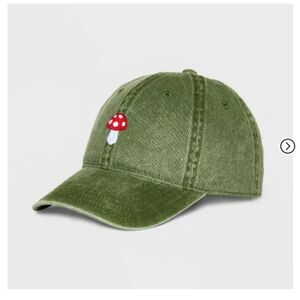 Mighty Fine Little Shroomie Olive Green Cap With Mushroom Embroidery